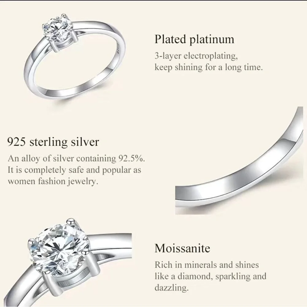 0.6ct Certified Moissanite Promise or engagement Ring 14K over 925 silver size 7